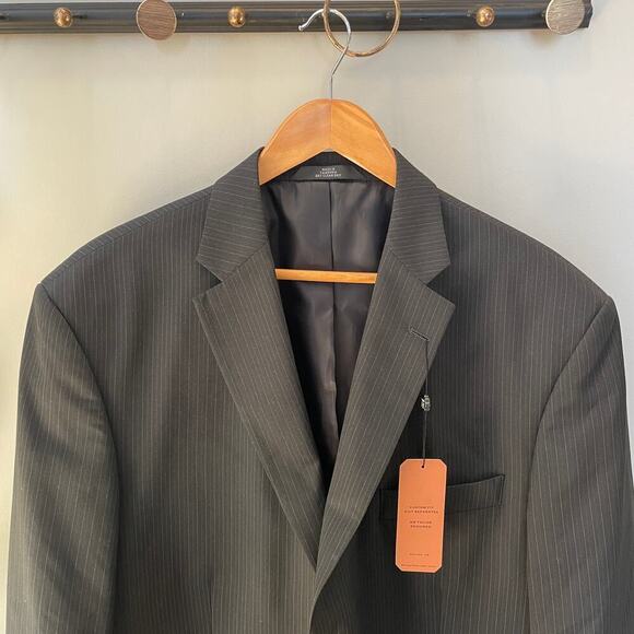 Haggar 44L Suit Up System Blazer | Black Pinstripe Sports Coat, New NWT $180 - Picture 3 of 9